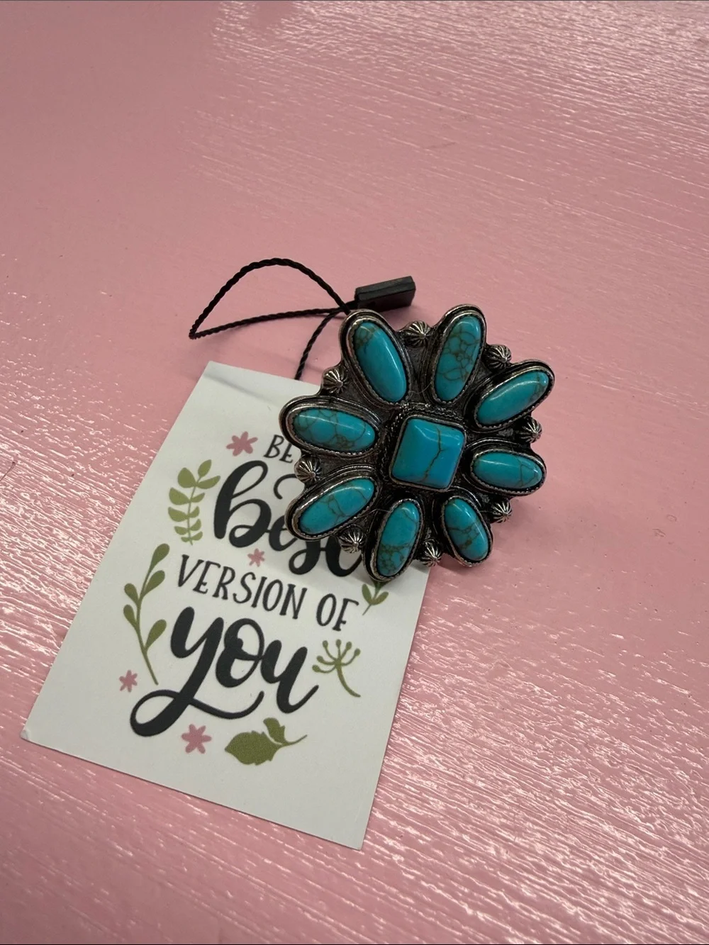 Turquoise Stone Floral Cluster Ring - Women Jewelry